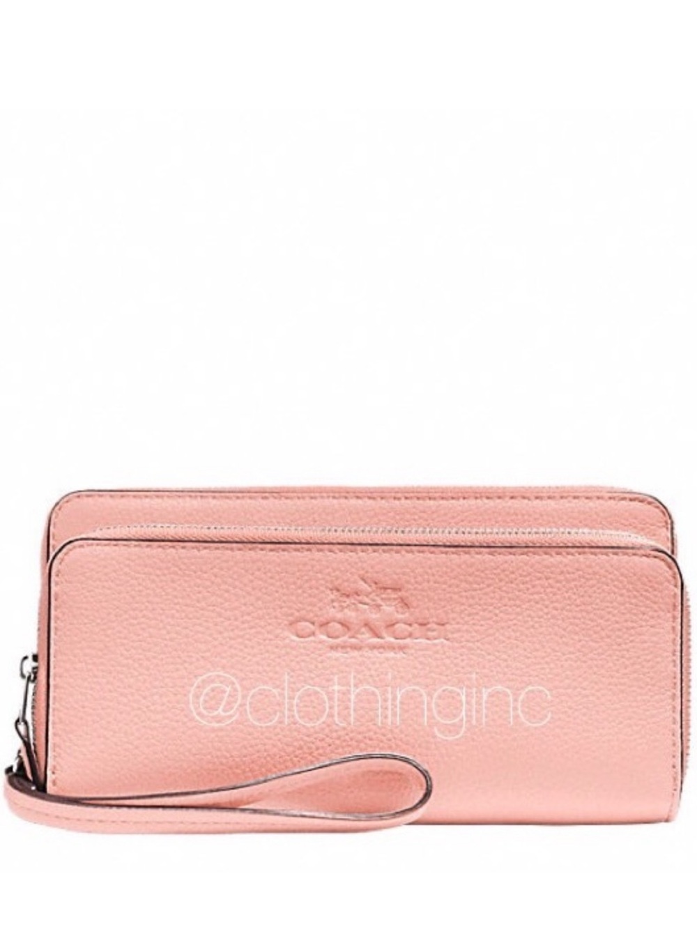 NWT Coach Pink 2 Zip Compartment Wristlet Wallet